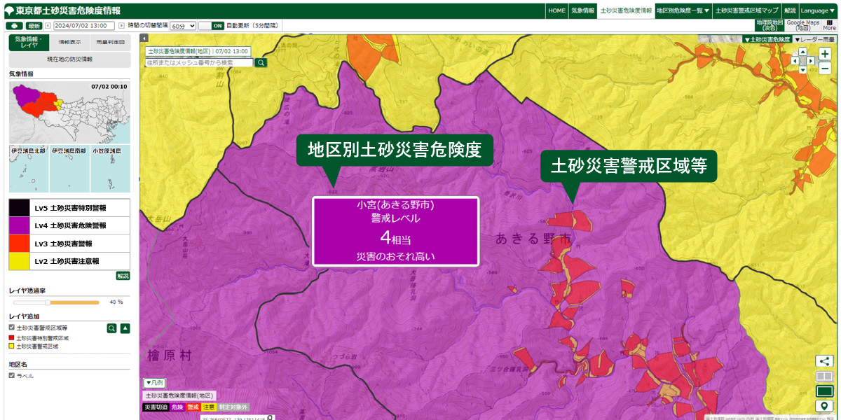 土砂災害関連情報の一元化